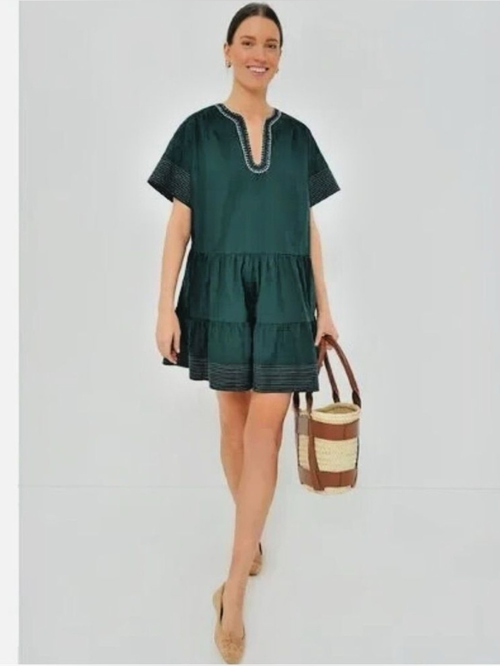 Tuckernuck Pomander Place Evergreen Relaxed Fit Kinsley Mini Dress Size XS